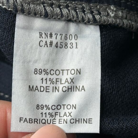 Sandrine Rose French Worker Patchwork Wide Leg Cotton Linen Pants Blue 24 NWT - Picture 8 of 9